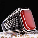Turkish Jewelry 925 Sterling Silver Red Agate Aqeeq Mens Man Ring silverbazaaristanbul 