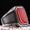 Turkish Jewelry 925 Sterling Silver Red Agate Aqeeq Mens Man Ring silverbazaaristanbul 