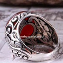 Turkish Jewelry 925 Sterling Silver Red Agate Aqeeq Mens Man Ring silverbazaaristanbul 