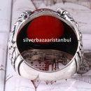Turkish Jewelry 925 Sterling Silver Red Agate Aqeeq Mens Man Ring silverbazaaristanbul 