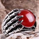 Turkish Jewelry 925 Sterling Silver Red Agate Aqeeq Mens Man Ring silverbazaaristanbul 