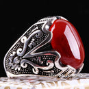 Turkish Jewelry 925 Sterling Silver Red Agate Aqeeq Mens Man Ring silverbazaaristanbul 