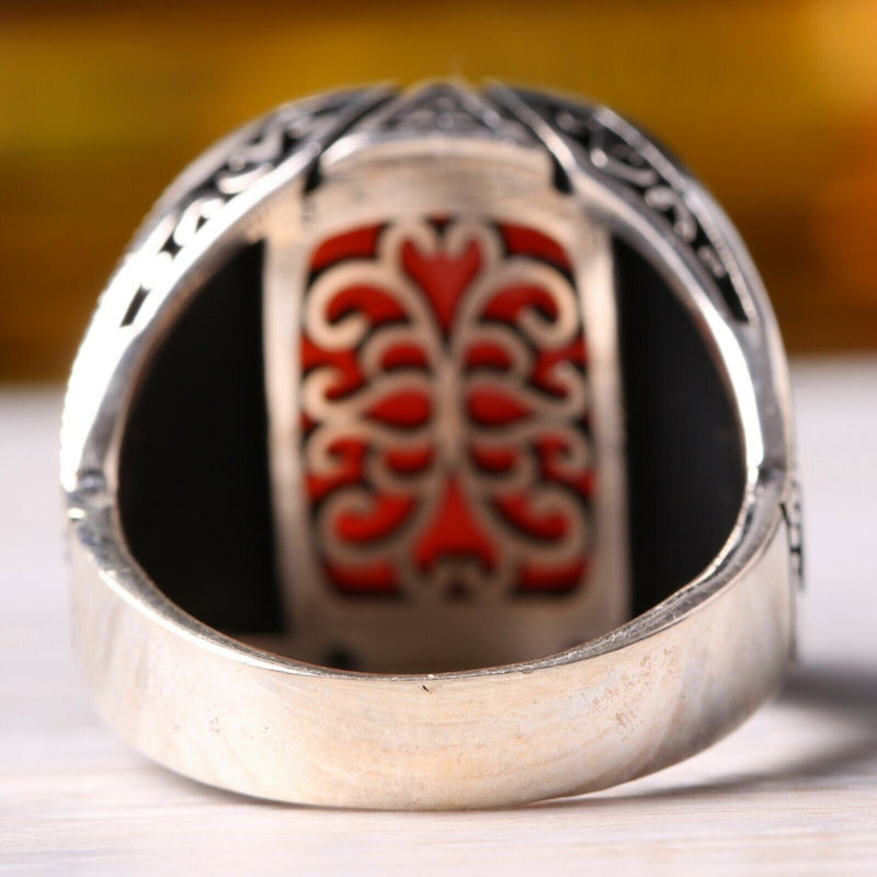 Turkish Jewelry 925 Sterling Silver Scorpion Agate Aqeeq Mens Ring silverbazaaristanbul 