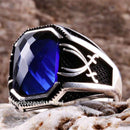 Turkish Jewelry 925 Sterling Silver SWORD Blue Sapphire Stone Mens Ring silverbazaaristanbul 