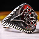 Turkish Jewelry Handmade 925 Sterling Silver Ruby Red Stone Mens Ring silverbazaaristanbul 