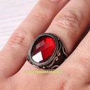 Turkish Luxury Jewelry 925 Sterling Silver Ruby Mens Ring silverbazaaristanbul 