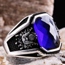 Turkish Ottoman 925 Sterling Silver Blue Sapphire Stone Mens Ring silverbazaaristanbul 