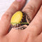 Turkish Yellow Amber Stone Exclusive 925 Sterling Silver Mens Ring silverbazaaristanbul 