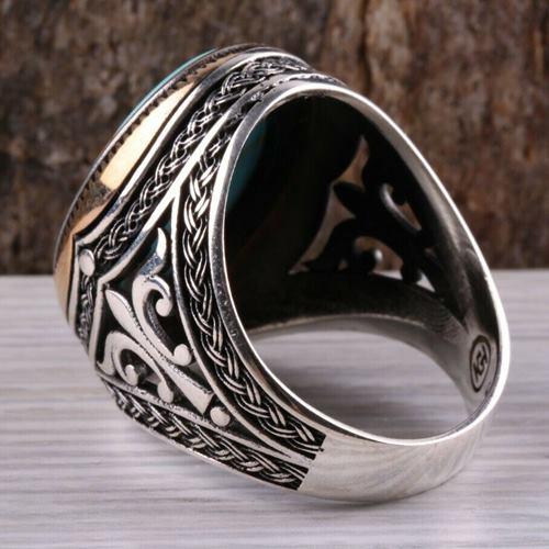Turquoise Stone Best 925 Sterling Silver Mens Ring silverbazaaristanbul 