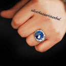 Tycoon Lux Blue Stone Handmade 925 Sterling Silver Mens Ring silverbazaaristanbul 