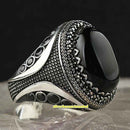 Unique Natural Onyx Handmade 925 Sterling Silver Vintage Mens Ring silverbazaaristanbul 