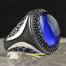 Unique Sapphire Handmade 925 Sterling Silver Vintage Mens Ring silverbazaaristanbul 