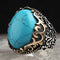 Veined Turquoise Stone 925 Sterling Silver Blue Mens Ring silverbazaaristanbul 