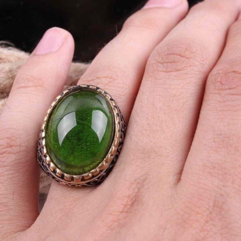 Water Green Emerald 925 Sterling Silver Handmade Ring for Men silverbazaaristanbul 
