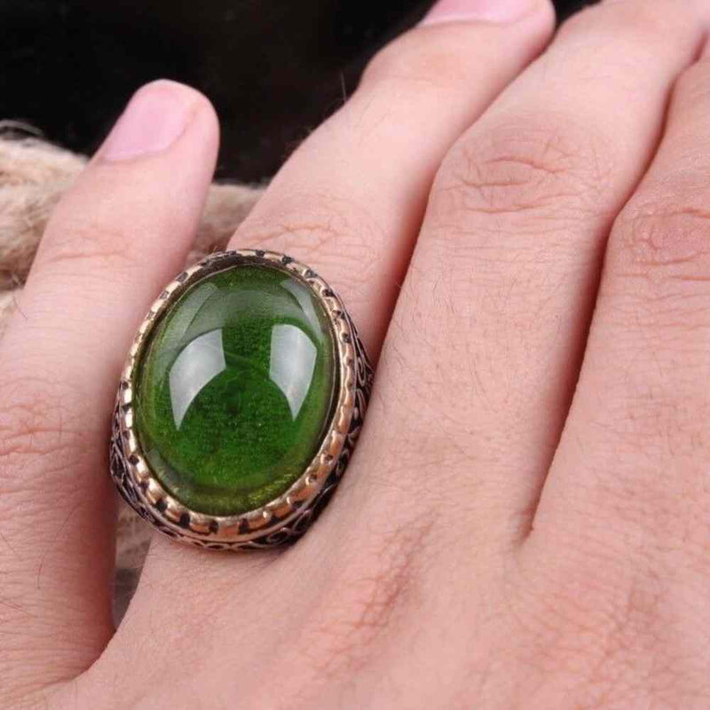 Water Green Emerald 925 Sterling Silver Handmade Ring for Men silverbazaaristanbul 