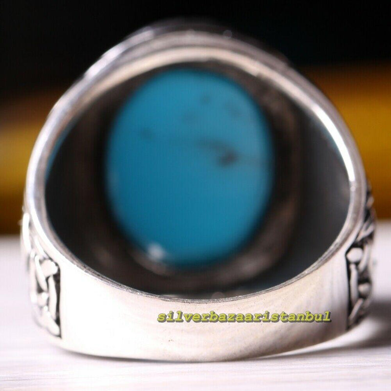 Wind Turquoise Stone Turkish Handmade 925 Sterling Silver Mens Ring silverbazaaristanbul 