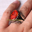 Winding Amber Stone Exclusive 925 Sterling Silver Mens Ring silverbazaaristanbul 