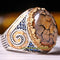 Yemeni Agate Aqeeq and Sapphire Stone 925 Sterling Silver Mens Ring silverbazaaristanbul 